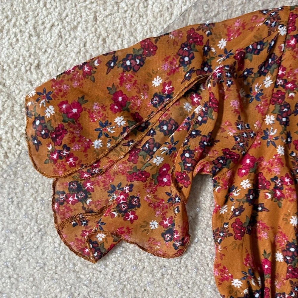 Eyeshadow Floral Midi Dress - Orange and Pink - Picture 4 of 6